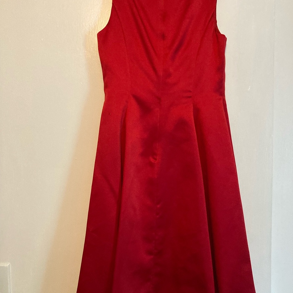 HUGO BUSCATI SZ 10 Red Satin Sleeveless Dress,WOW - Picture 4 of 10